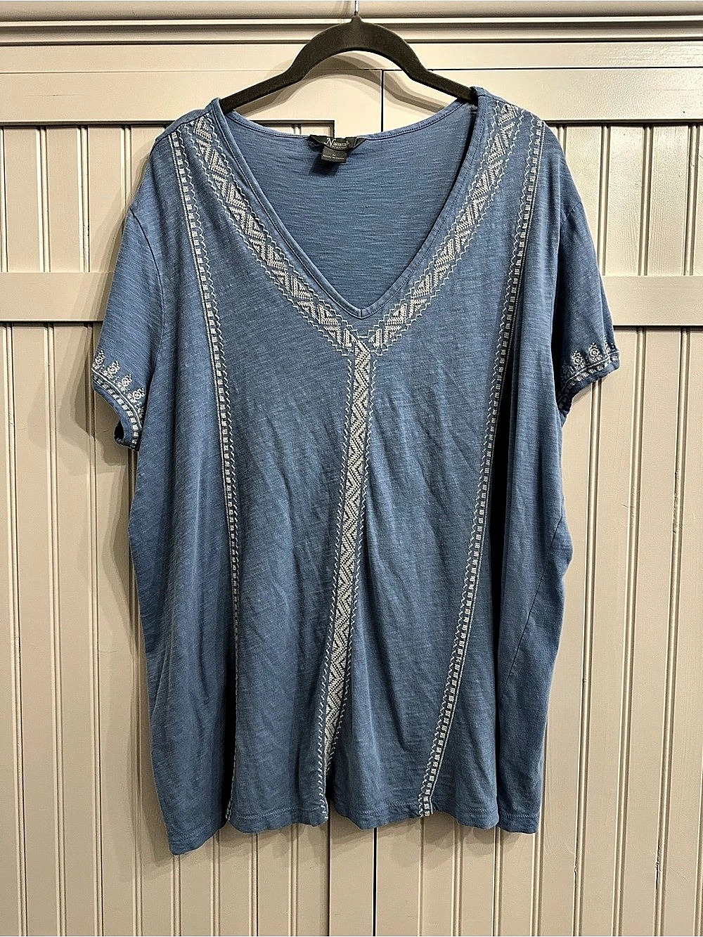 Natural Reflections Embroidered Blue Tunic Size XL